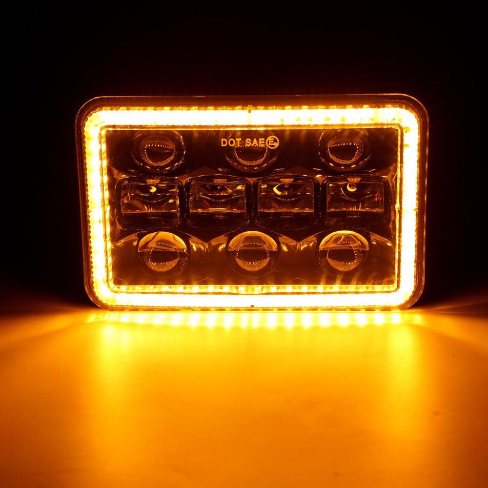 (2PCS/SET) 4x6 inch Sealed Beam LED Headlight with Hi/Low Beam DRL Turn Signal Light