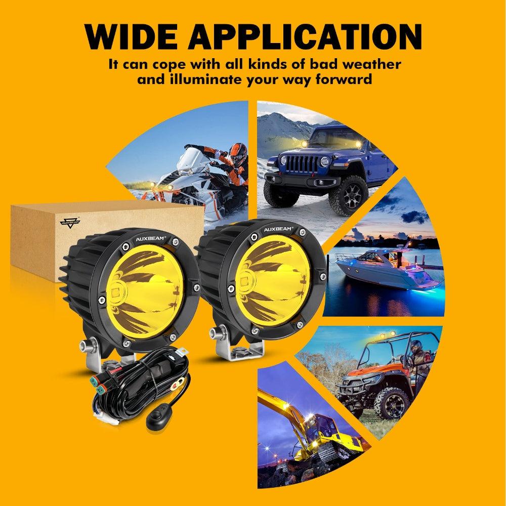 C4 Series | 4 Inch 100W Spot Round LED Pods Amber LED Driving Lights - Auxbeam  – éclairage LED auto