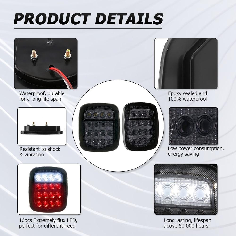 Feux Arrière Universels 16LEDs (2pcs/set) Jeep Wrangler YJ TJ CJ