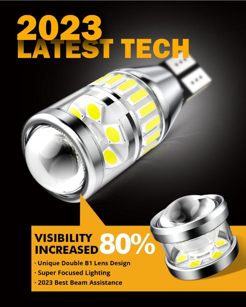 912 921 T15 W16W LED Backup/Brake/Tail Light Bulbs 10W 4000ML 6500K White B1 Series | 2 bulbs