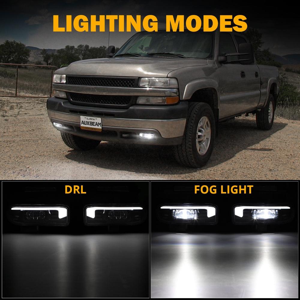 DOT Approved LED Fog Lights with DRL for Chevy Silverado 1500/2500 1999-2002, 3500 2000-2001, Chevrolet Suburban/Tahoe 2000-2006