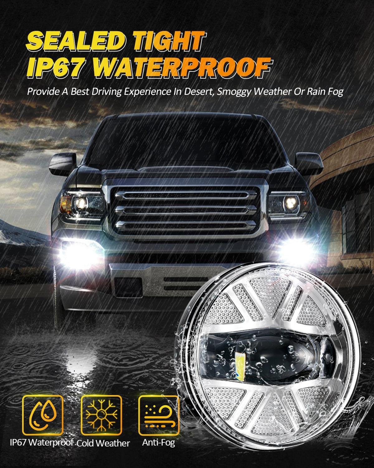 (قطعتان/مجموعة) مصابيح ضباب LED DOT بقوة 48 واط لسيارة GMC Sierra