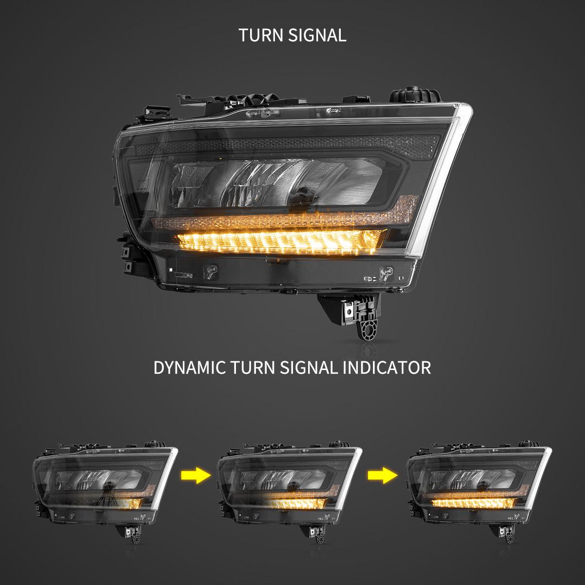 LED Headlight Assembly Reflection Bowl Chrome For 2019-2023 Dodge Ram 1500 5th Gen(DT)