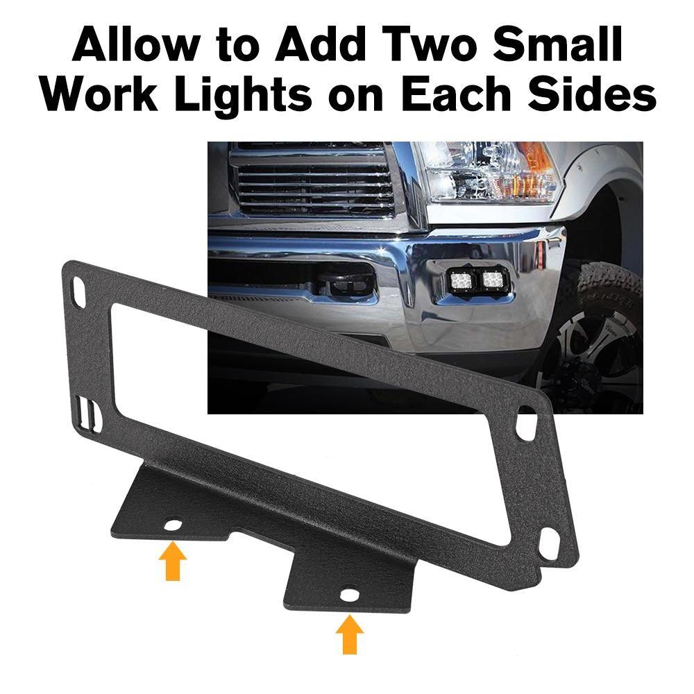 مصابيح LED مقاس 3 بوصات مع أغطية كهرمانية إضافية ومصابيح ضباب مزدوجة وحامل مخفي للصدمات لسيارة دودج رام 2500 3500 2010-2017