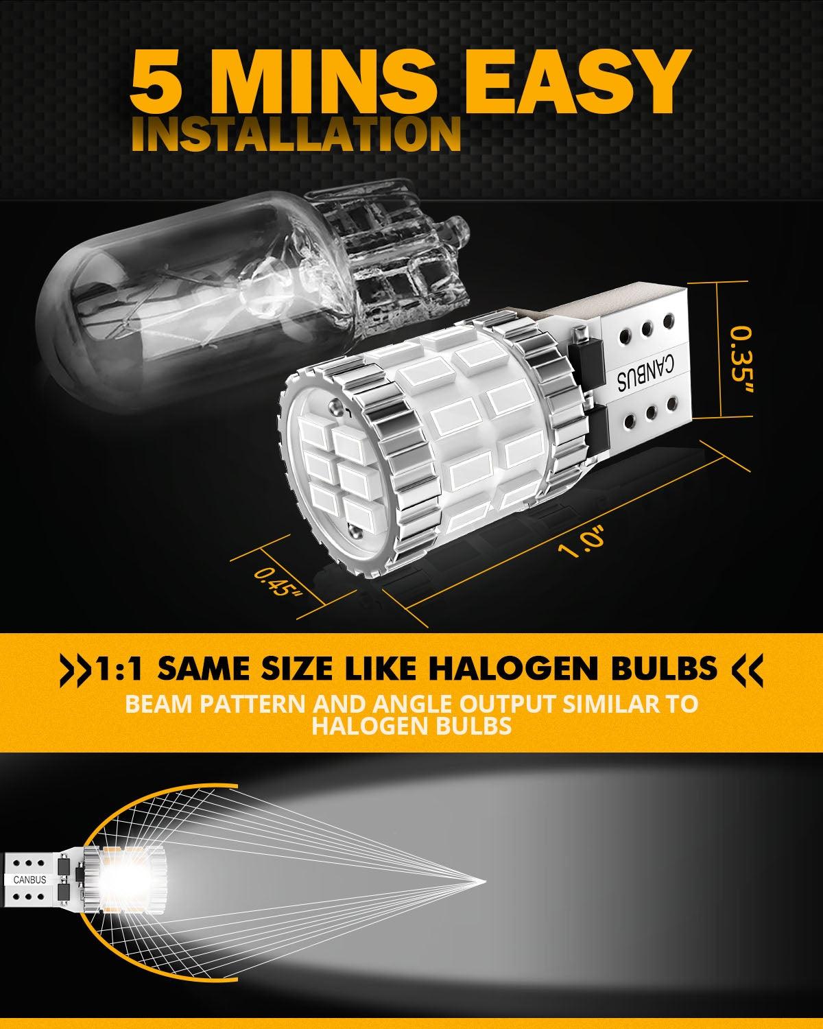 168 2825 W5W T10 LED License Plate/Side Marker/Interior Light Bulbs 3W 400% Brighter Canbus Error Free Blue B1 Series | 2 bulbs 