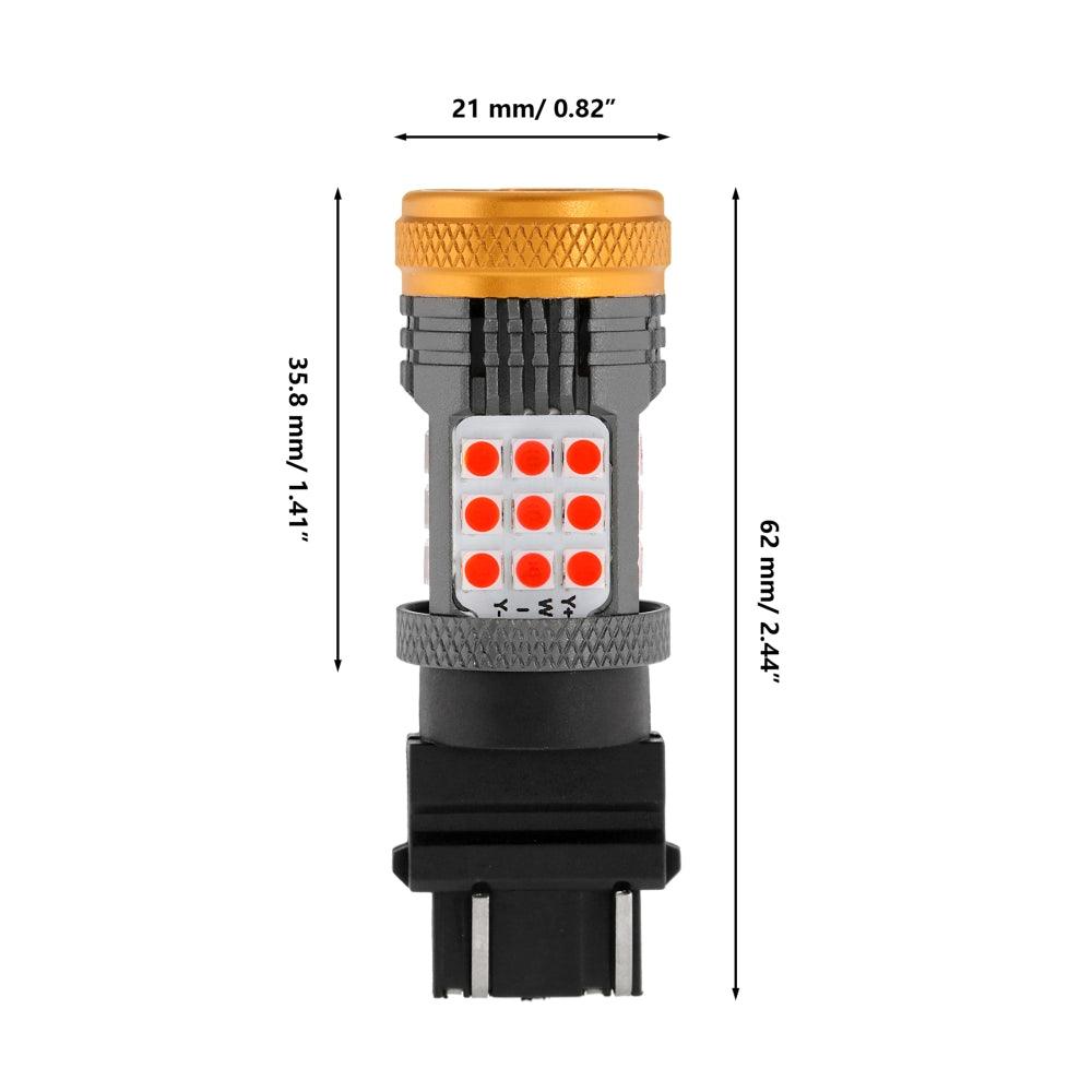 T25 3157 3156 LED Brake/Tail Light Bulbs 56W 600% High Brightness CAN-Bus Error Free Red Strobe Flashing B21 Series Strobe | 2 bulbs