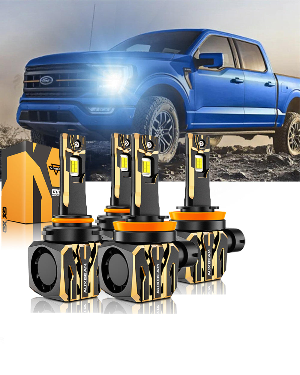 For 2015-2020 Ford F-150 9005 H11 LED Headlight Bulbs Bundle