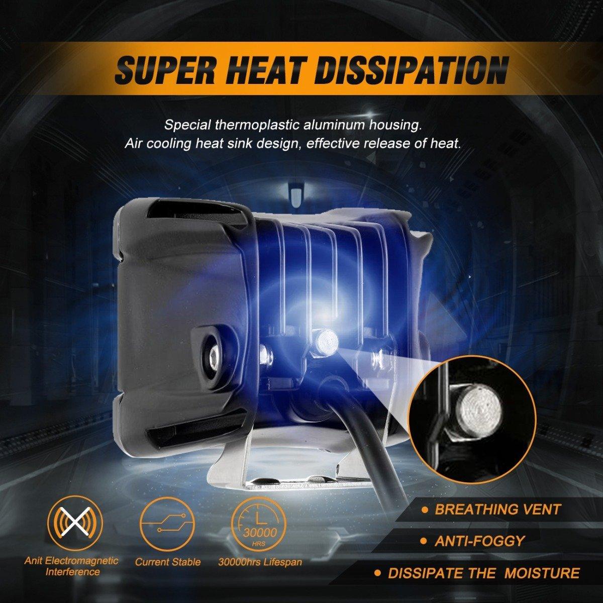 3 Inch LED Pods Light Spot/Flood Beam & A-pillar Mounting Brackets for for 2013-2021 Polaris Ranger models with the PRO-FIT cage