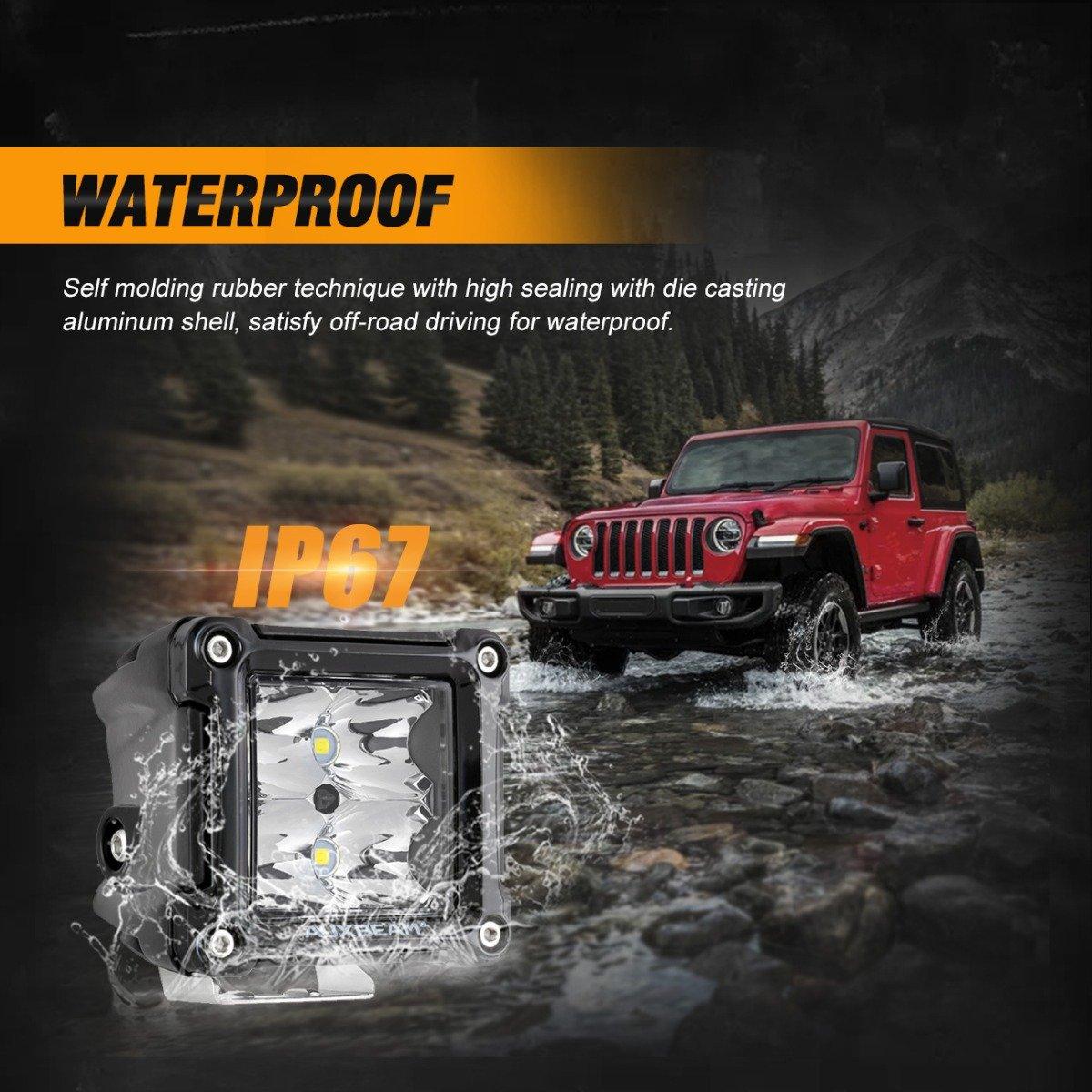 3 Inch LED Pods Light Spot/Flood Beam with Wiring Harness & LED Pod Lights Mounting Brackets Combo for 2014-2021 Polaris RZR 900 1000 ＆ TURBO RI - Auxbeam  – éclairage LED auto