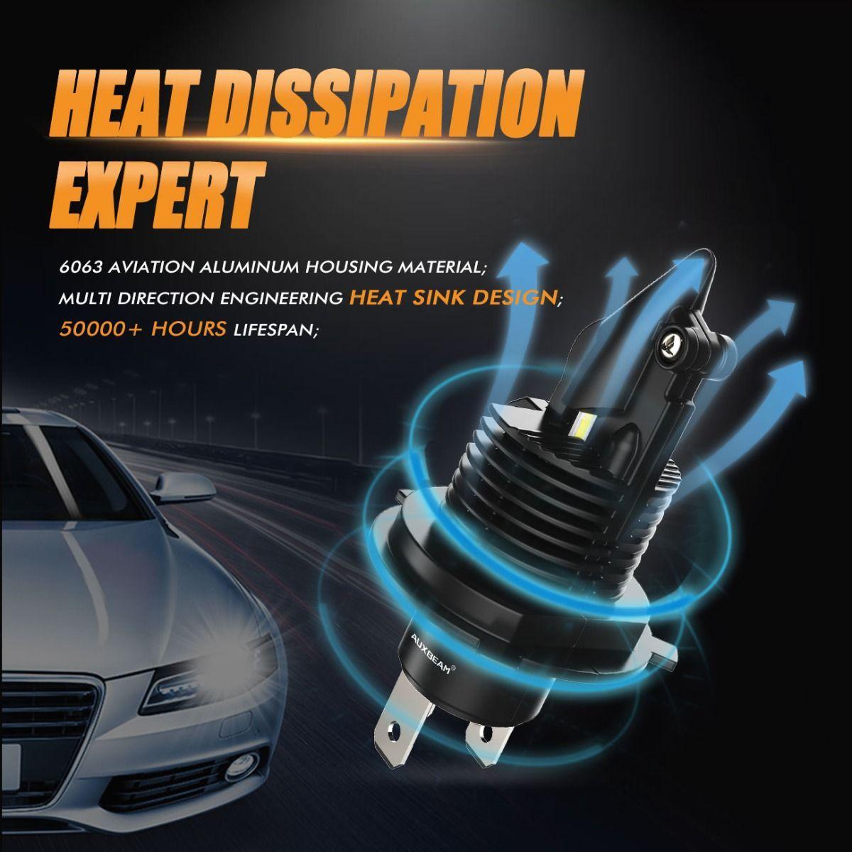 For 2005-2011 Toyota Tacoma H4/9003 Q10 Series Fanless&amp;Wireless 1:1 Halogen Size 6500K LED Light Bulbs High Low Beam Bundle