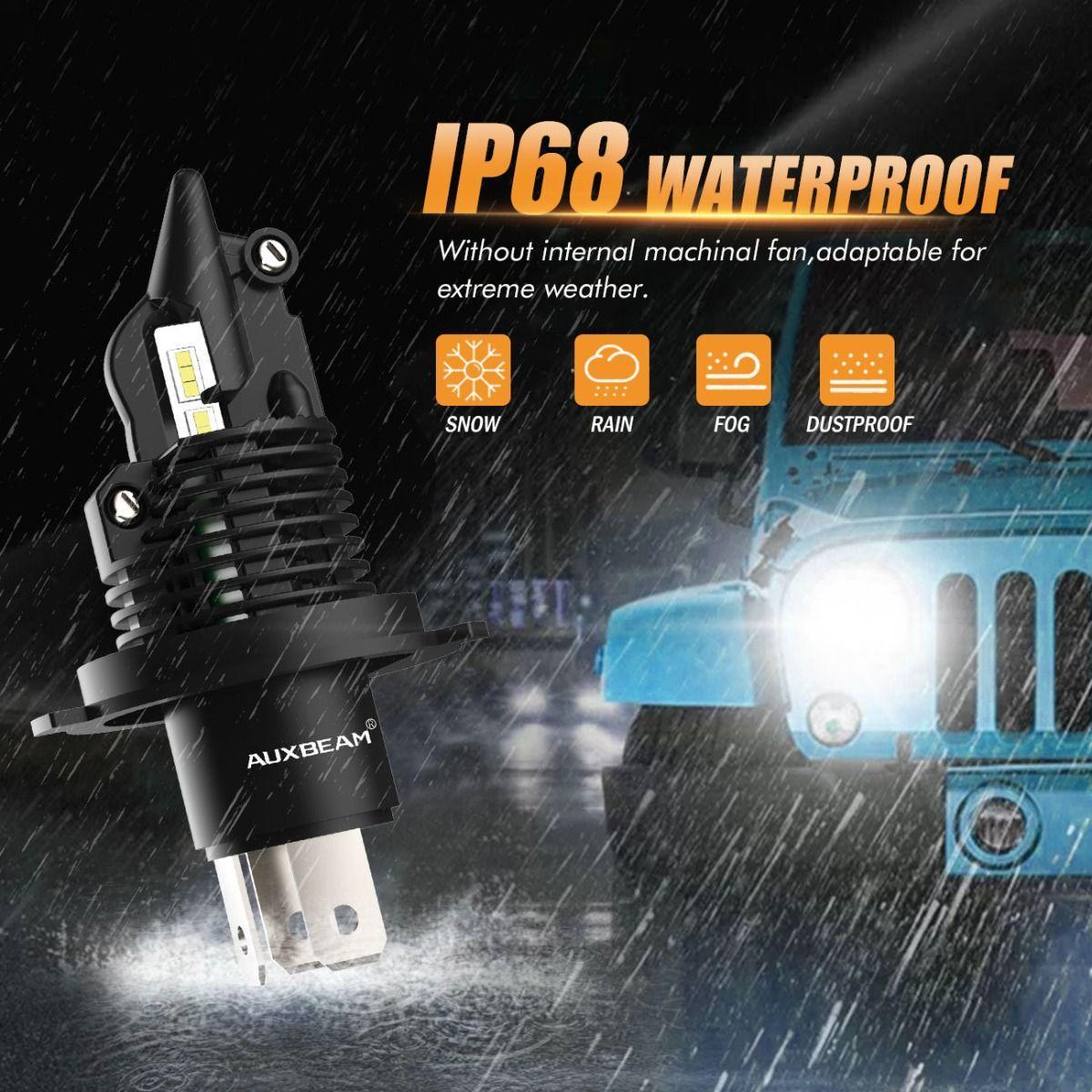 For 2005-2011 Toyota Tacoma H4/9003 Q10 Series Fanless&amp;Wireless 1:1 Halogen Size 6500K LED Light Bulbs High Low Beam Bundle