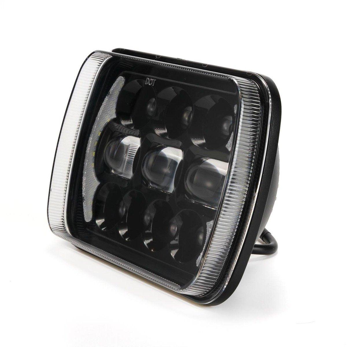 (2pcs/set) 65W 7x6 LED Hi-Lo Beam Headlights with DRL for Toyota Pickup Truck (Black/Chrome)