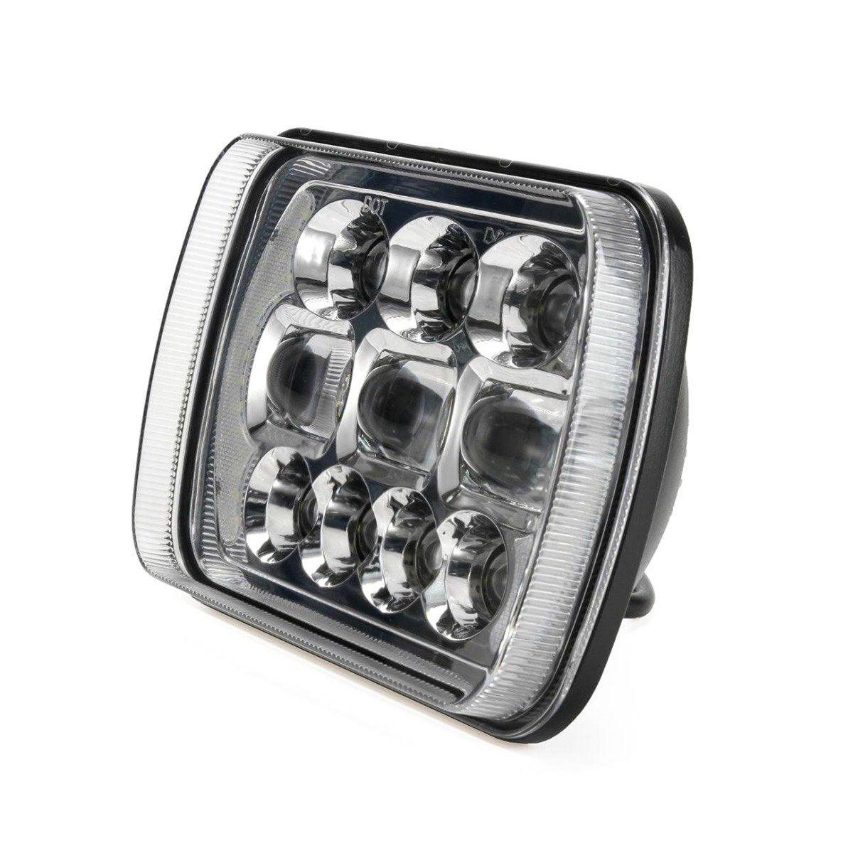 (2pcs/set) 65W 7x6 LED Hi-Lo Beam Headlights with DRL for Toyota Pickup Truck (Black/Chrome)