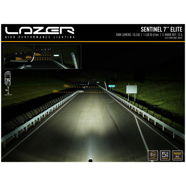 Auxiliary light Lazer Sentinel 7" Elite Parklight - Round / 18 cm / 116W / Ref. 12.5
