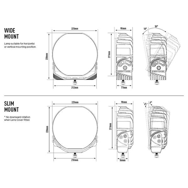 Auxiliary light Lazer Sentinel 9" Elite Parklight White - Round / 23 cm / 145W / Ref. 20