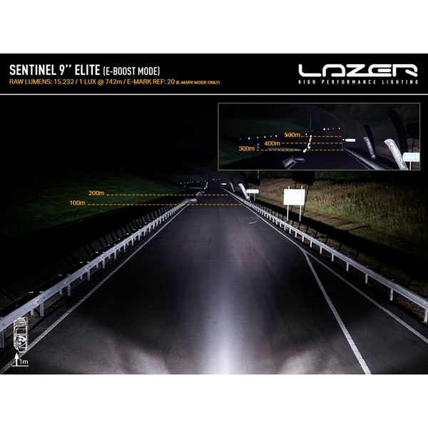 Auxiliary light Lazer Sentinel 9" Elite Parklight White - Round / 23 cm / 145W / Ref. 20