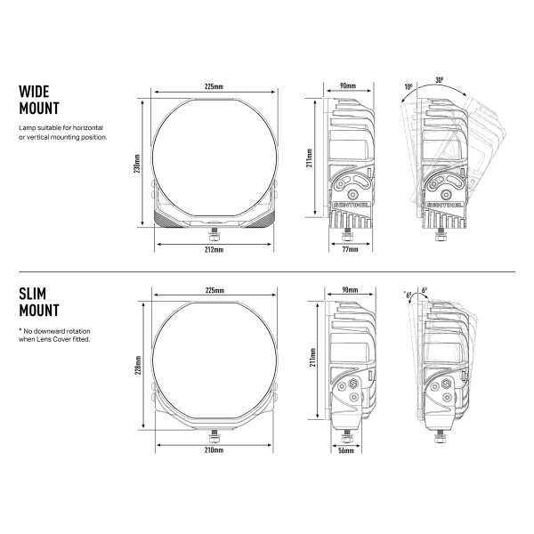 Auxiliary light Lazer Sentinel 9" Elite Parklight - Round / 23 cm / 145 W / Ref. 20
