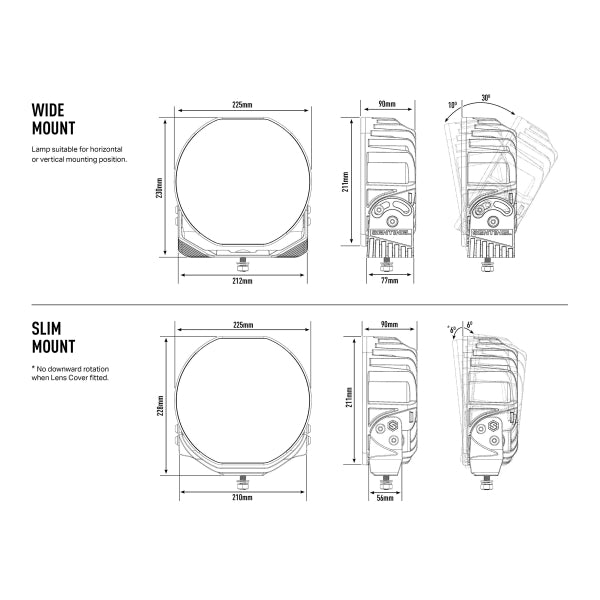 Auxiliary light Lazer Sentinel 9" Standard Chrome - Round / 23 cm / 87 W