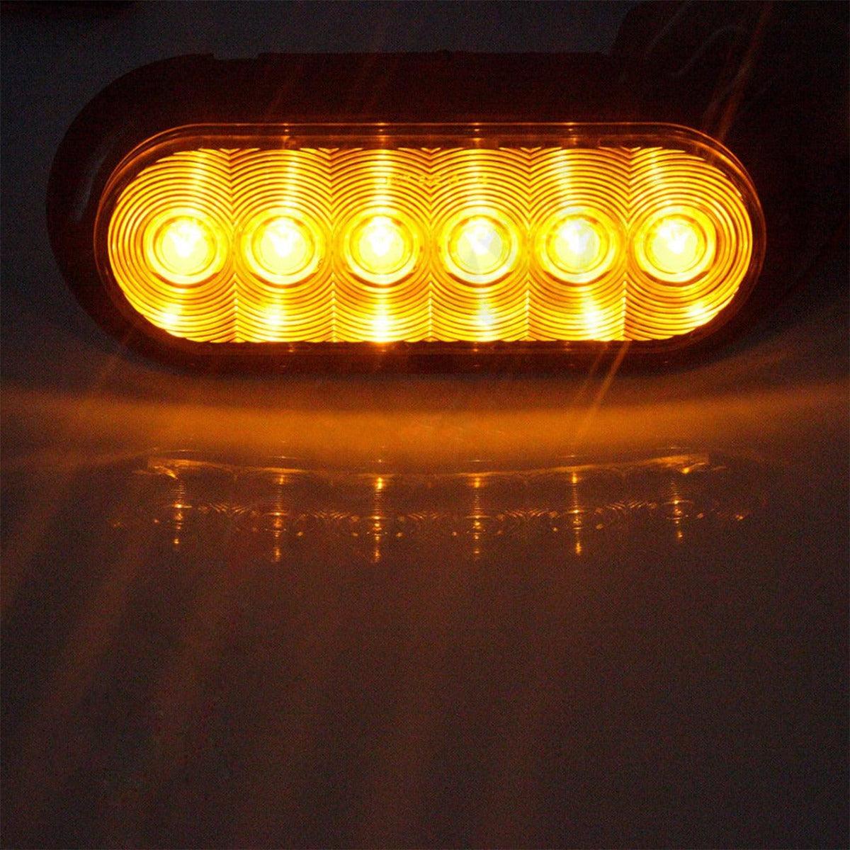 (قطعتان/مجموعة) مصابيح إشارة التوقف/الانعطاف الجانبية البيضاوية مقاس 6 بوصات