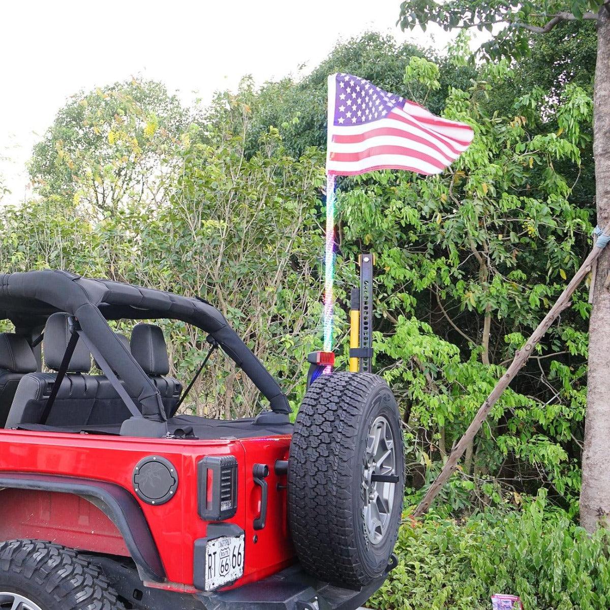 3FT/4FT RGB LED Whip Light Rotating Color Changing Flag Pole with Bluetooth Controlled