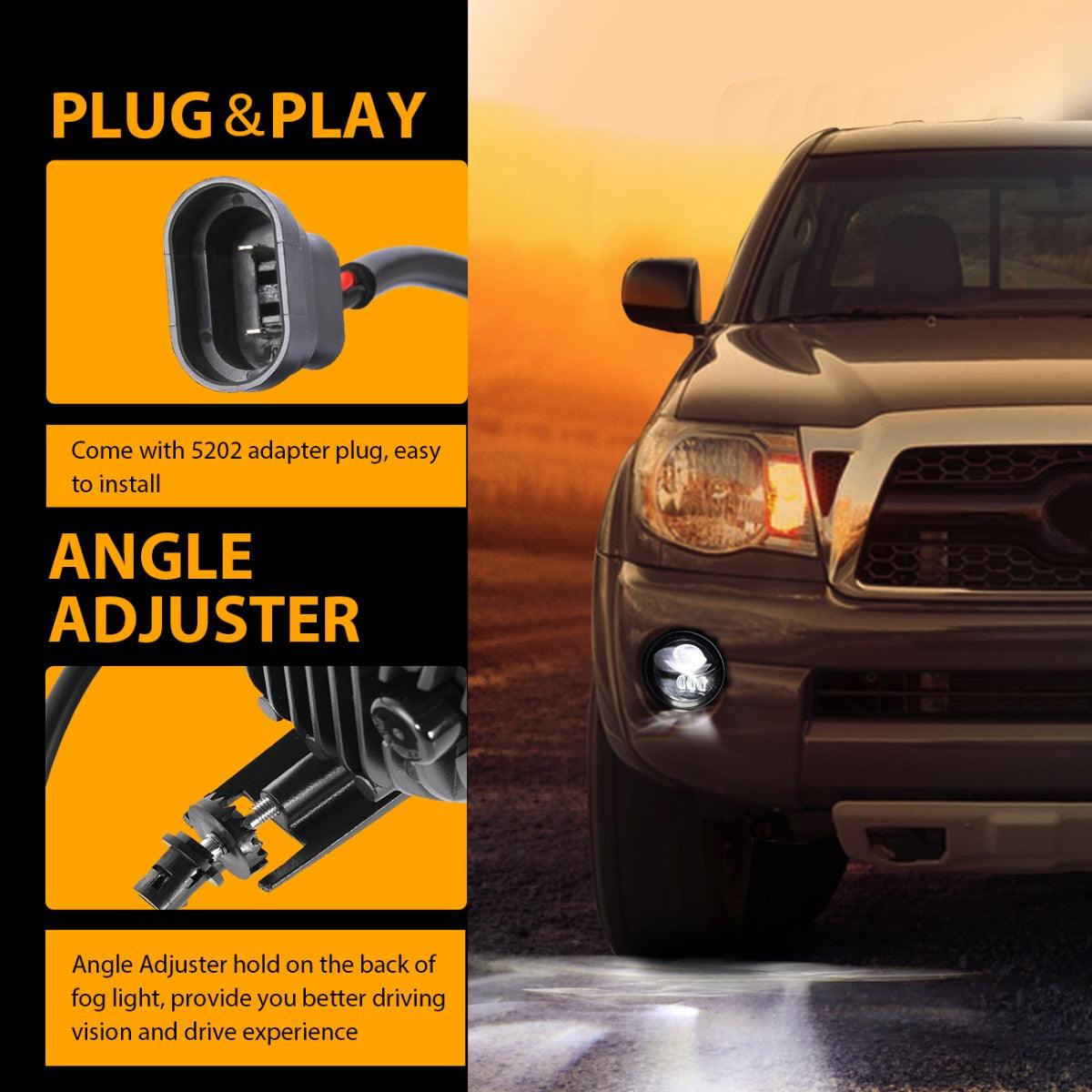 (2pcs/set) 27W Black LED Fog Light Assembly for Toyota Tacoma 2005-2011/ Toyota Solara 2004-2006/ Toyota Sequoia 2008-2015/ Toyota Tundra 2007-2013