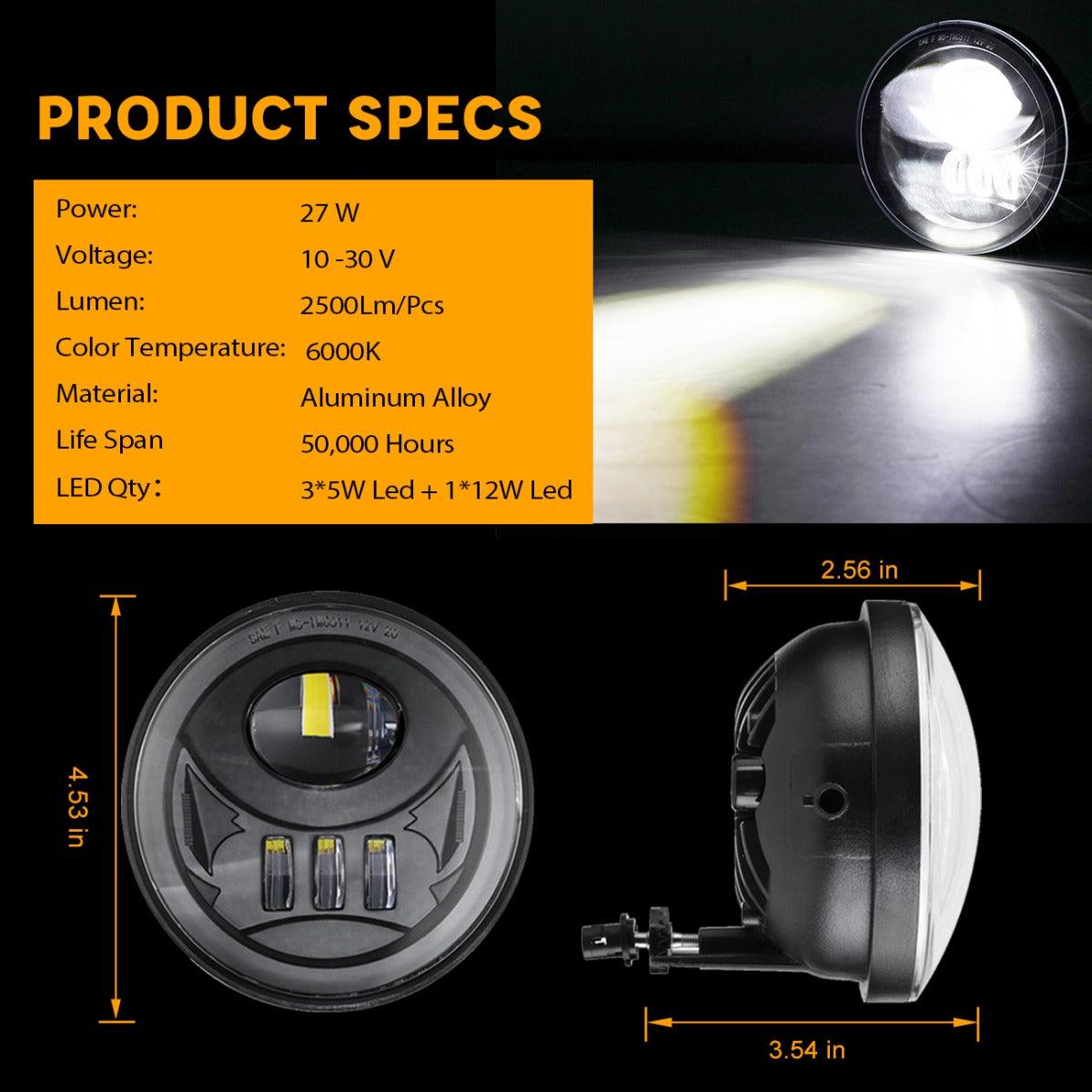 (2pcs/set) 27W Black LED Fog Light Assembly for Toyota Tacoma 2005-2011/ Toyota Solara 2004-2006/ Toyota Sequoia 2008-2015/ Toyota Tundra 2007-2013