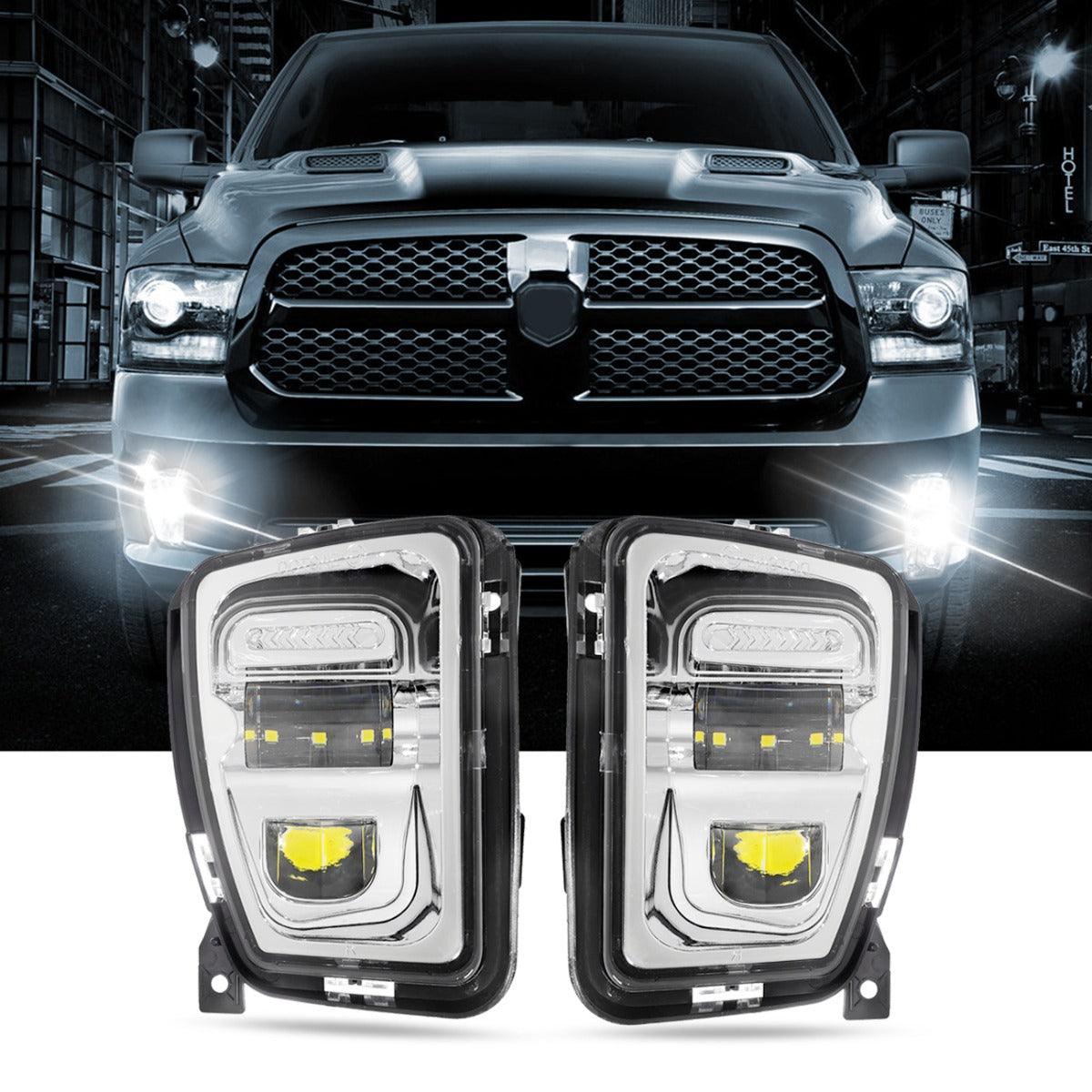 (2pcs/set) 36W LED Fog Lights for Dodge Ram 1500 2013 2014 2015 2016 2017 2018 (Chrome)