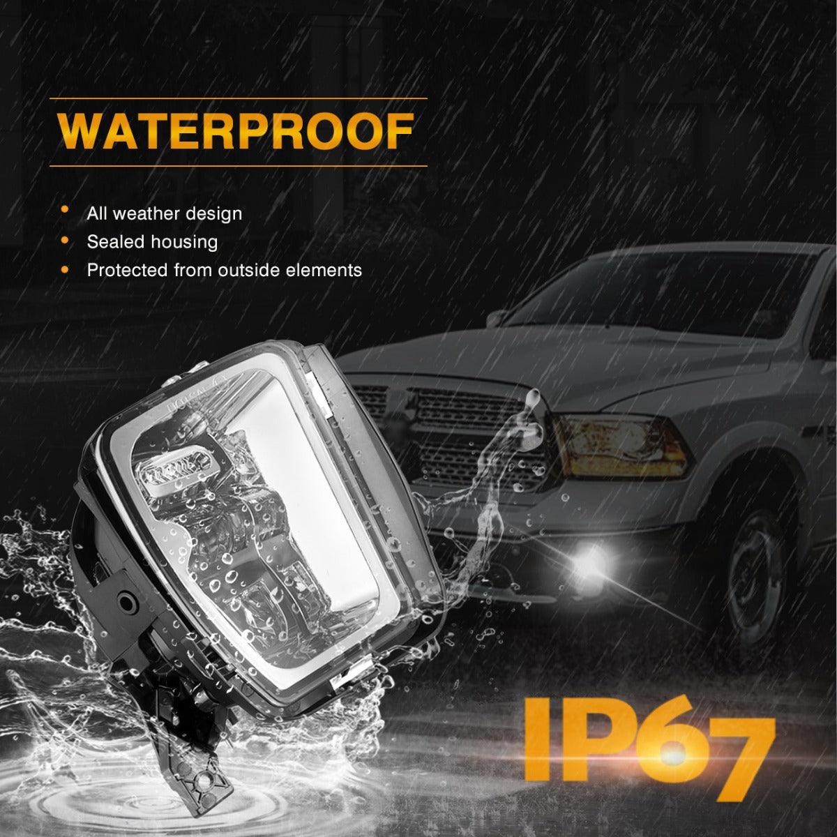 (2pcs/set) 36W LED Fog Lights for Dodge Ram 1500 2013 2014 2015 2016 2017 2018 (Chrome)