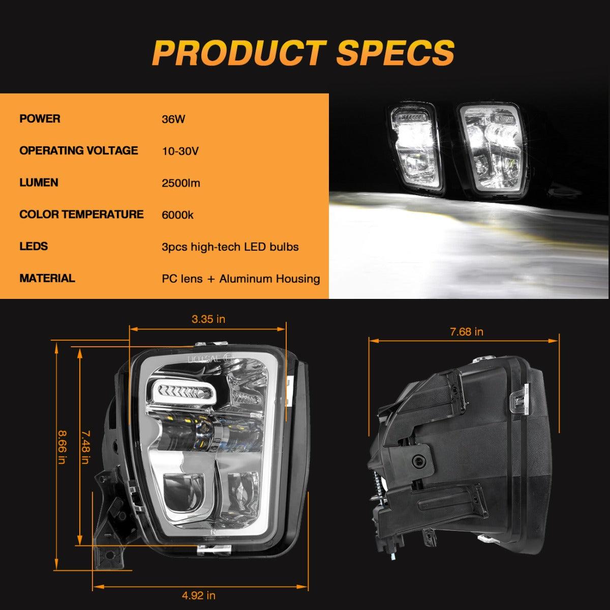 (2pcs/set) 36W LED Fog Lights for Dodge Ram 1500 2013 2014 2015 2016 2017 2018 (Chrome)