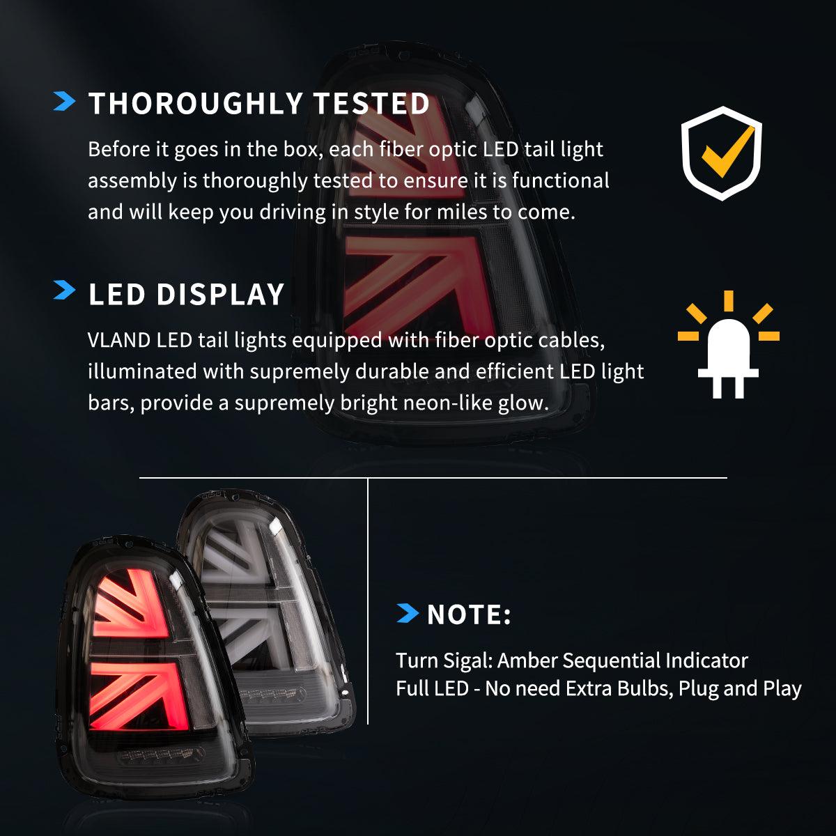 مجموعة مصابيح خلفية LED مع إشارة انعطاف متسلسلة باللون الكهرماني لسيارات ميني R Series الجيل الثاني (R56 R57 R58 R59) موديلات 2007-2015