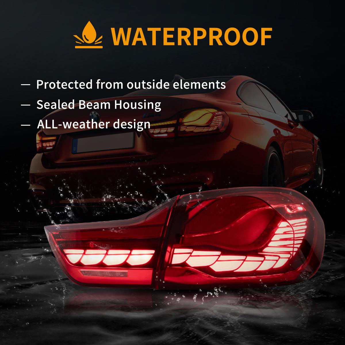 مجموعة مصابيح خلفية LED بتصميم GTS لسيارة BMW الفئة الرابعة/M4 موديلات 2014-2020