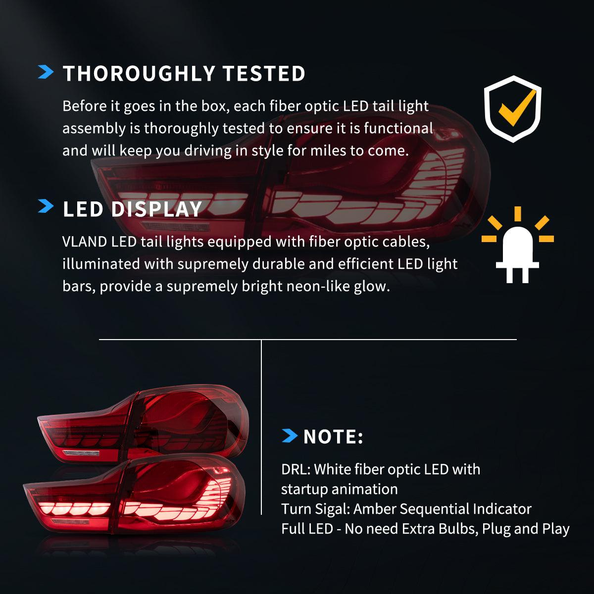 مجموعة مصابيح خلفية LED بتصميم GTS لسيارة BMW الفئة الرابعة/M4 موديلات 2014-2020